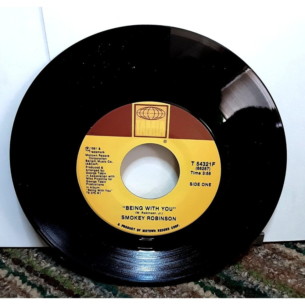 Smokey Robinson Being With You 45 Record Tamla 54321F 1981 Mastered By Capitol